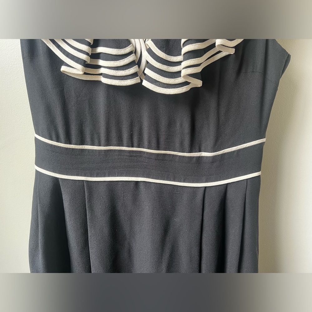 KATE SPADE Avery Ruffle Dress Silk Black White Luxury Babydoll Y2K Dressy 8 - Picture 5 of 7